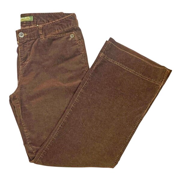 Eddie Bauer Classic Cocoa Brown Mid Rise Flared Leg Thin Wale Corduroy Pants - Picture 10 of 10